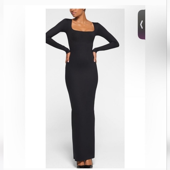 Black SKIMS Body Long Sleeve Long Slip Maxi Dress SIZE/M - Picture 3 of 3